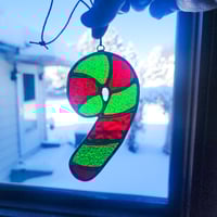 Image 1 of Red/Green Candy Cane Suncatcher