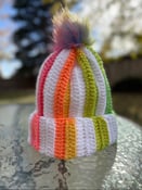 Image of White and pastel stripe beanie 