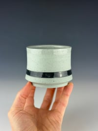 Image 1 of No. 25 | Speckled Teal Porcelain Tumbler w/ Black Band 