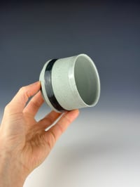 Image 3 of No. 26 | Speckled Teal Porcelain Tumbler w/ Black Band 