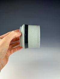 Image 2 of No. 26 | Speckled Teal Porcelain Tumbler w/ Black Band 