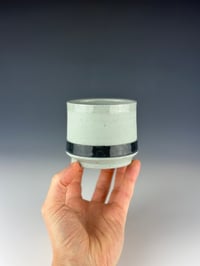 Image 1 of No. 27 | Speckled Teal Porcelain Tumbler w/ Black Band 