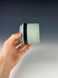 Image 2 of No. 27 | Speckled Teal Porcelain Tumbler w/ Black Band 