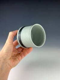 Image 2 of No. 28 | Speckled Teal Porcelain Tumbler w/ Black Band 