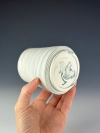 Image 3 of No. 29 | Marbled Teal Porcelain Tumbler - Tall