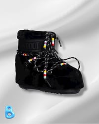Image 1 of Moon Boot Icon Low Faux Fur Beads Black