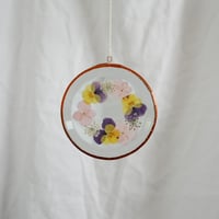 Image 1 of Pressed Flower Suncatcher Hydrangea and Violas