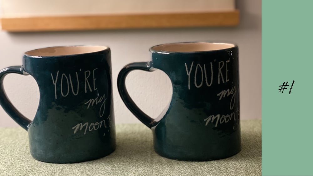 Image of You're My Moon Heart Mugs