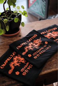 Image 2 of CHAPEL TATTOO DRAGON TEE ORANGE - "155 CHAPEL ST"