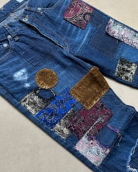 Image 6 of DISTRESSED PATCHWORK JEANS