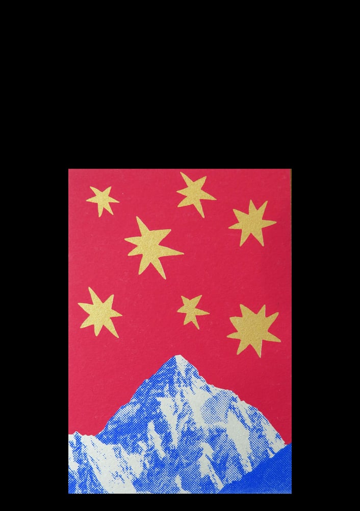 Image of Postkarte: Berg mit Sternen
