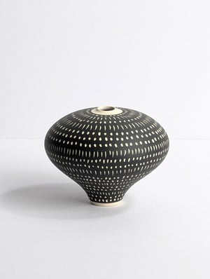Image of Midi Black & White Sgraffito Vessel No2