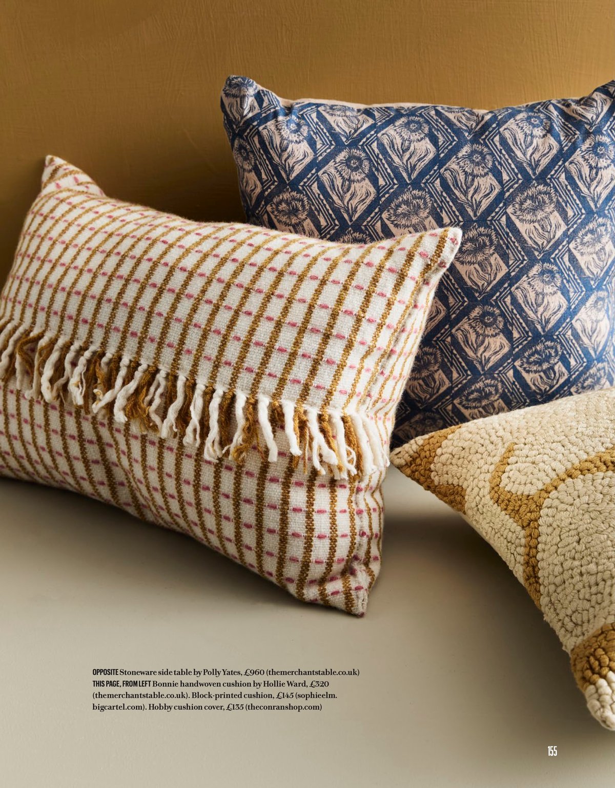 Image of Garden Pinks - Block Printed - Cushion - Plaster + Slate Blue