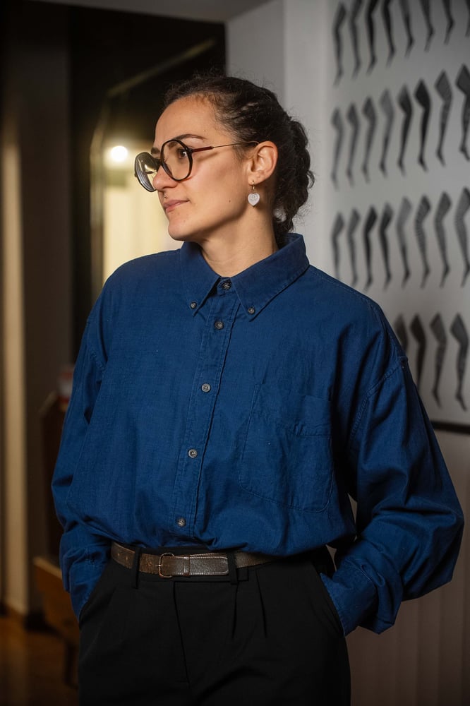 Image of Camicia velluto Blu 2