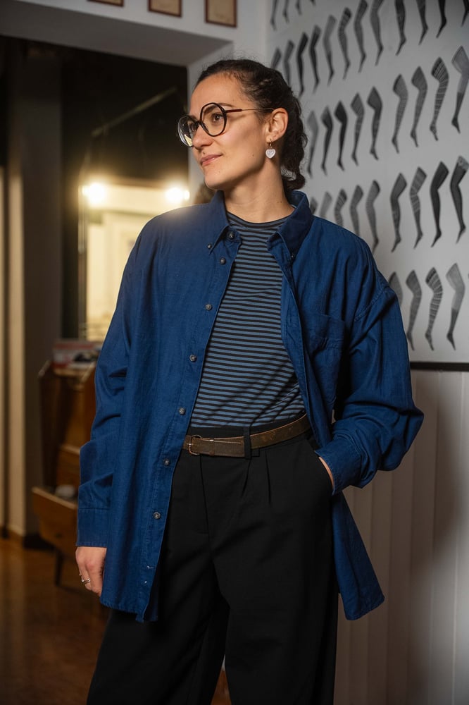 Image of Camicia velluto Blu 2