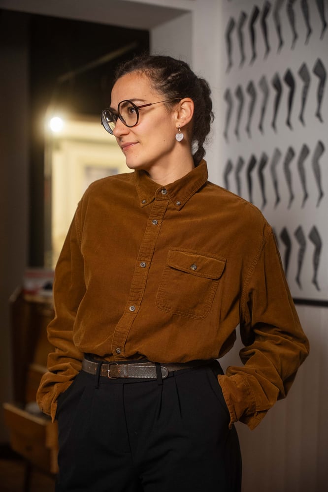 Image of Camicia velluto nocciola