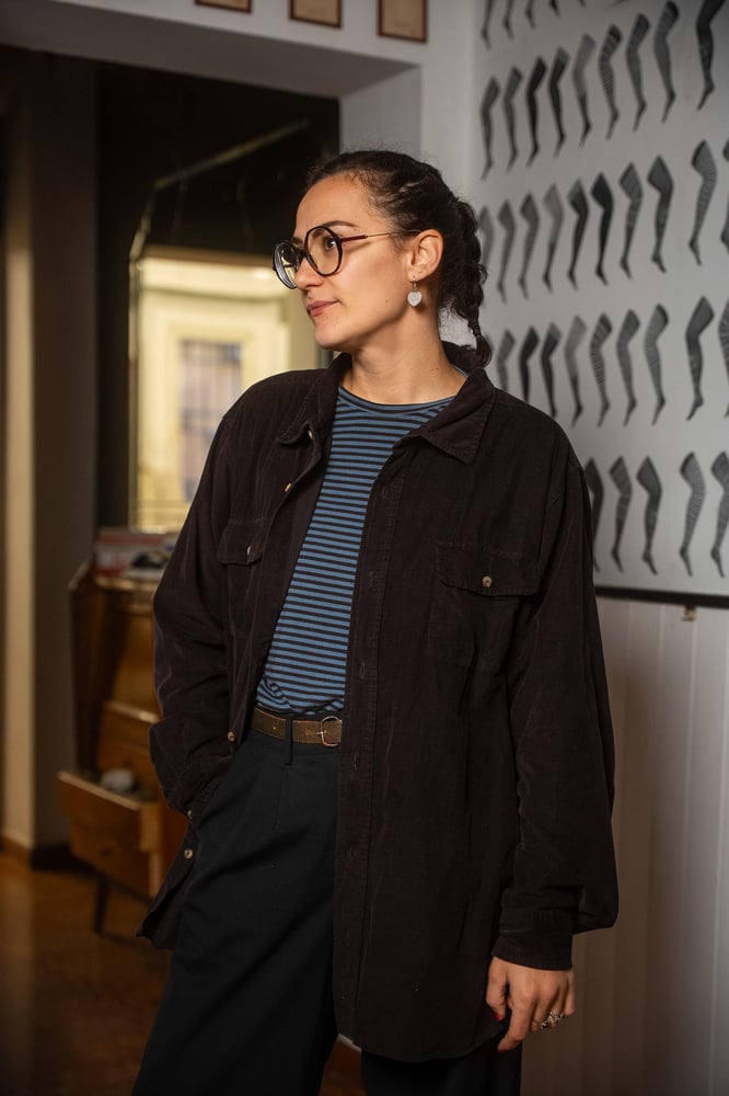 Image of Camicia Velluto Marron