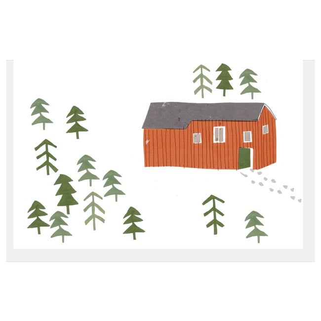Winter Cabins - pack of four cards