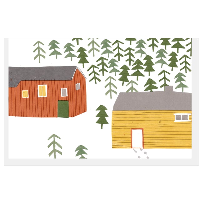 Winter Cabins - pack of four cards