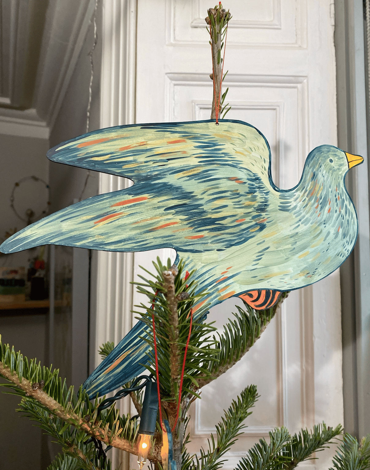 Image of Large hand painted wooden bird