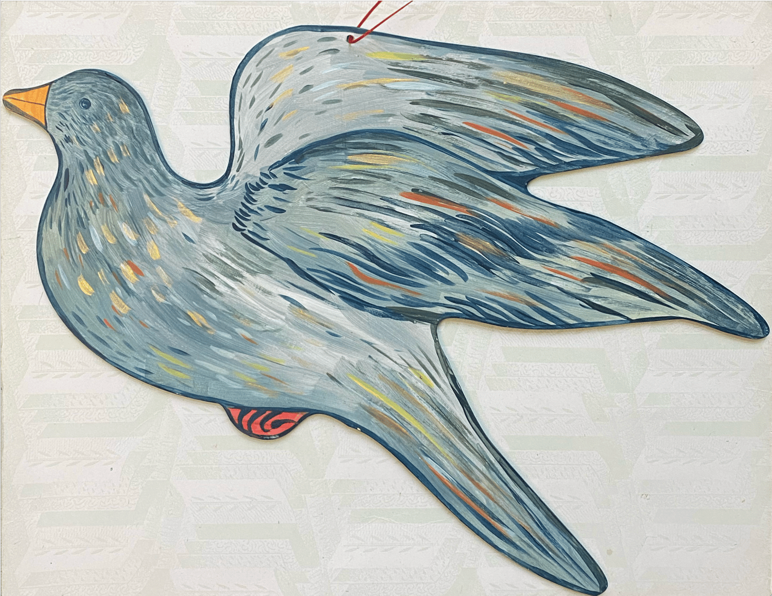 Image of Large hand painted wooden bird