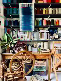 Image 1 of Hand dyed & Woven Indigo Blue Wool Tapestry