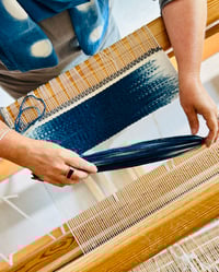 Image 2 of Hand dyed & Woven Indigo Blue Wool Tapestry