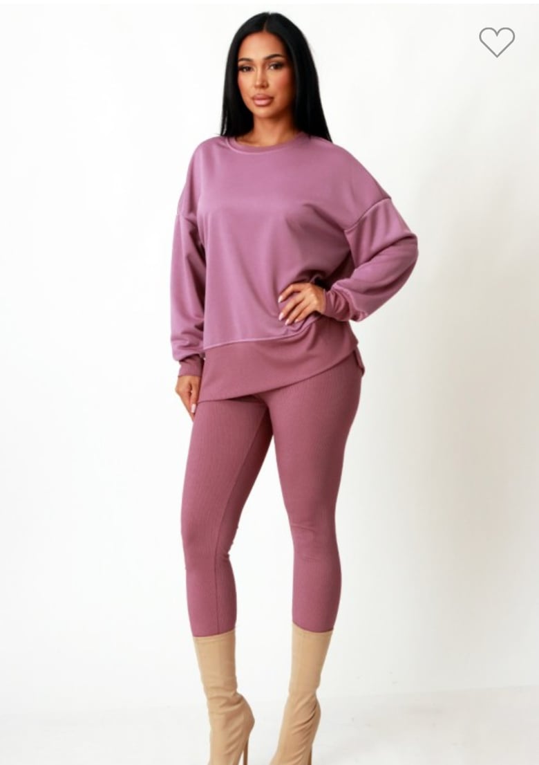 Image of Long sleeve side slit swearshirt set