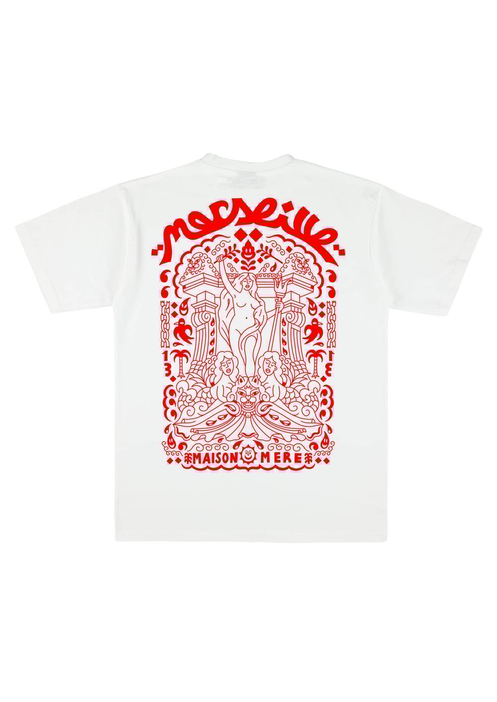 T-SHIRT MARSEILLE LONGCHAMP V2 AZED X MAISON MÈRE  (BLANC/ROUGE)