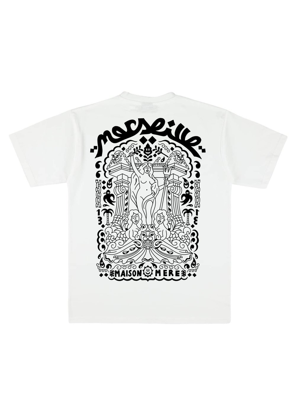 T-SHIRT MARSEILLE LONGCHAMP V2 AZED X MAISON MÈRE  (BLANC/NOIR)