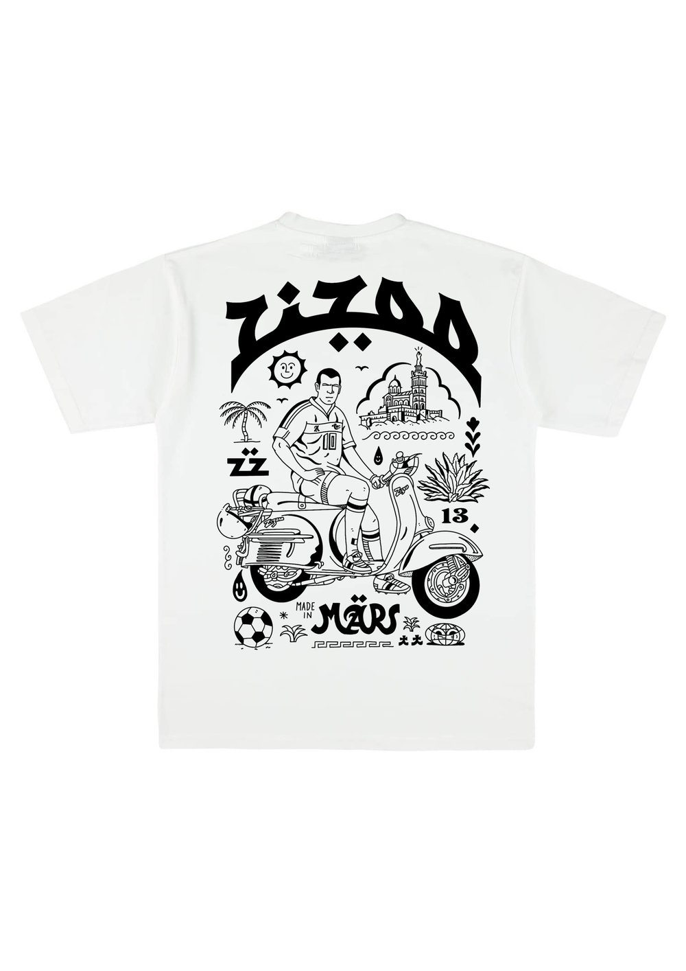 T-SHIRT ZIZOO V2 AZED X MAISON MÈRE  (BLANC/NOIR)
