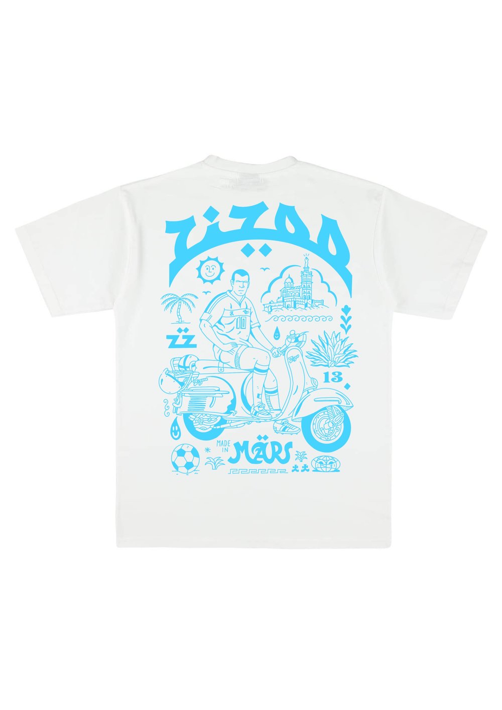 T-SHIRT ZIZOO V2 AZED X MAISON MÈRE  (TURQUOISE/BLANC)