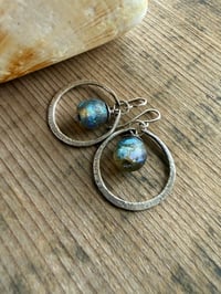 Image 5 of Sterling silver Basha bead hoops earrings/ n63