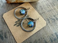 Image 6 of Sterling silver Basha bead hoops earrings/ n63