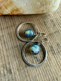 Image 8 of Sterling silver Basha bead hoops earrings/ n63