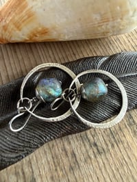 Image 14 of Sterling silver Basha bead hoops earrings/ n63