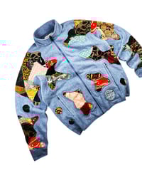 Image 2 of Re-worked One of Kind Batik Patchflow Fleece Jacket Size L