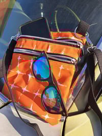 Image 3 of Orange Retro Canvas Two Zip Crossbody Bag 