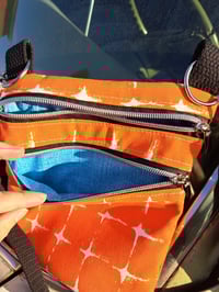 Image 4 of Orange Retro Canvas Two Zip Crossbody Bag 