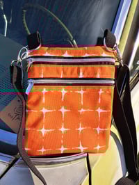 Image 1 of Orange Retro Canvas Two Zip Crossbody Bag 