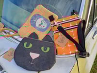 Image 5 of Orange Retro Canvas Two Zip Crossbody Bag 