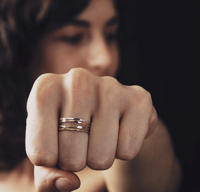 Image 4 of Set de 4 Bagues martelées / Set of 4 fine hammered rings