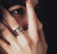 Image 1 of Set de 4 Bagues martelées / Set of 4 fine hammered rings
