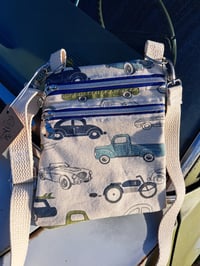 Image 1 of Vintage Vehicle Canvas Two Zip Crossbody Bag 