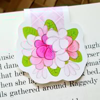 Image 1 of Bright Bouquet Tropical Plumeria Flowers Water Resistant Magnetic Bookmark