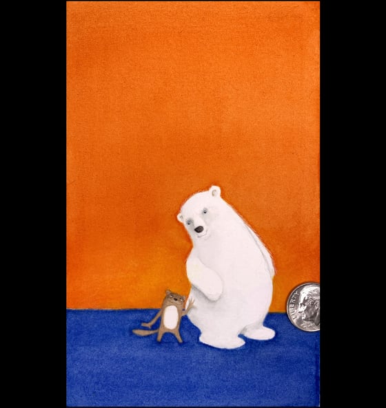 Image of Leaning - a tiny original watercolor