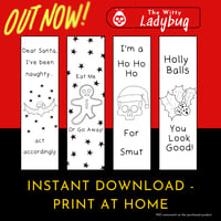 Image 2 of Naughty Christmas Coloring Page Bookmarks