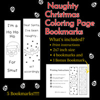 Image 1 of Naughty Christmas Coloring Page Bookmarks
