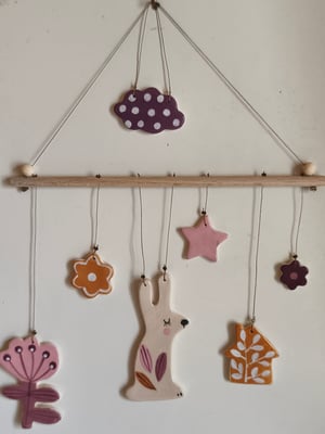 Image of  Mobile petit lapin rose