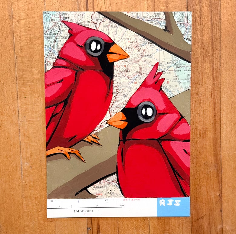 Image of Two Cardinals / unframed original painting